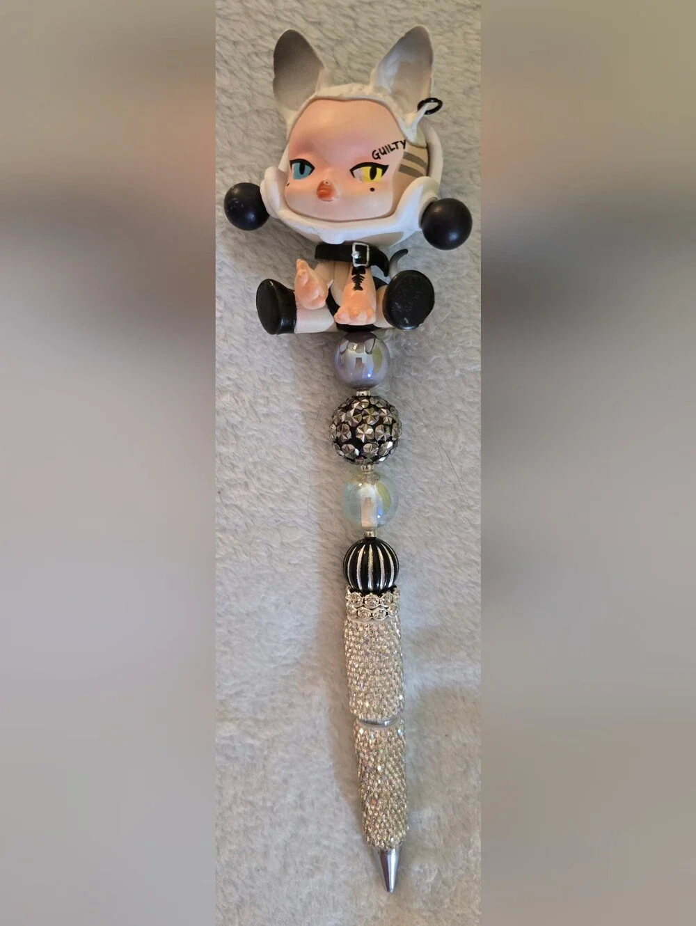 Black & Silver Beaded Pen - Skullpanda